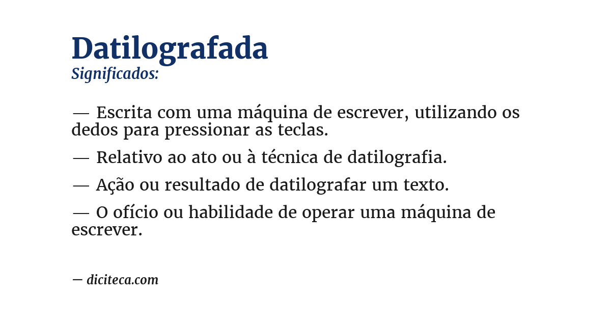 Significado de datilografada