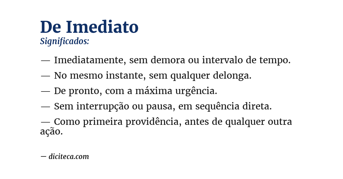 Significado de de imediato