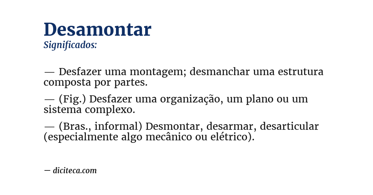 Significado de desamontar