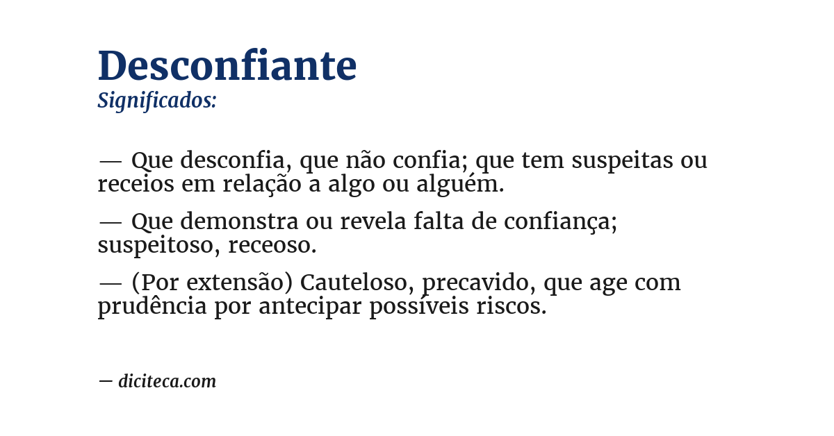 Significado de desconfiante
