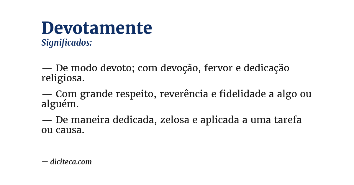 Significado de devotamente