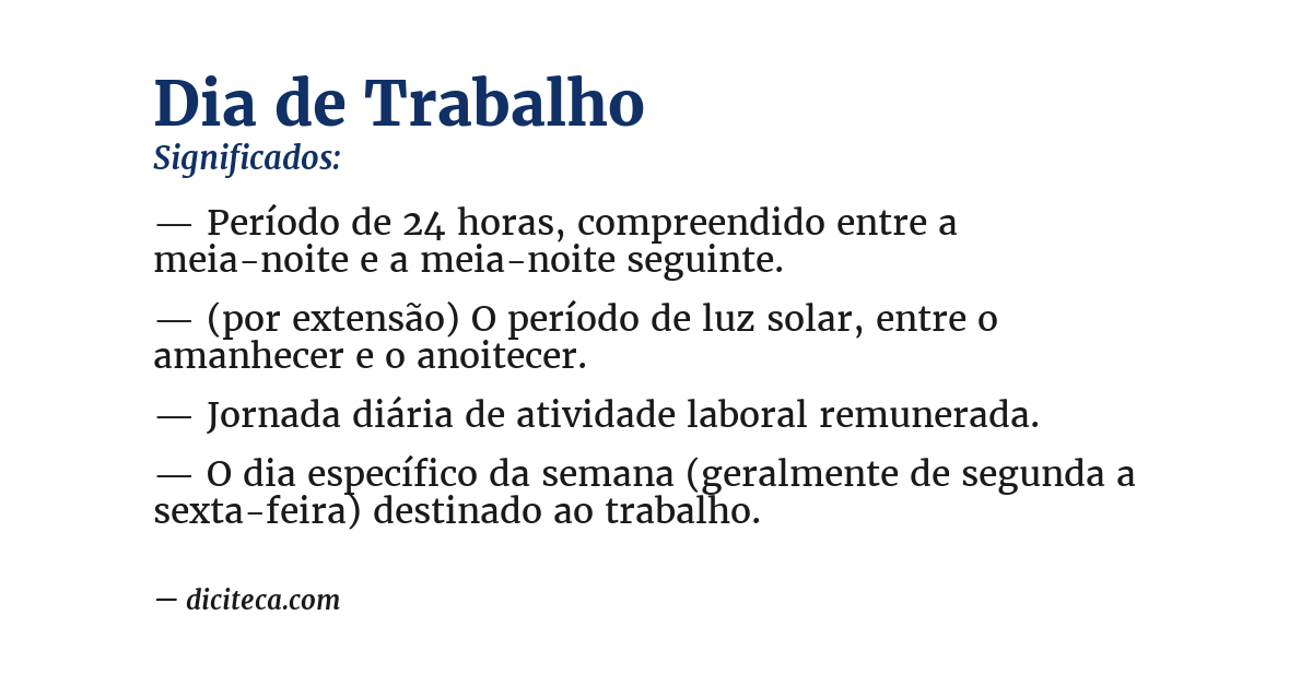 Significado de dia de trabalho