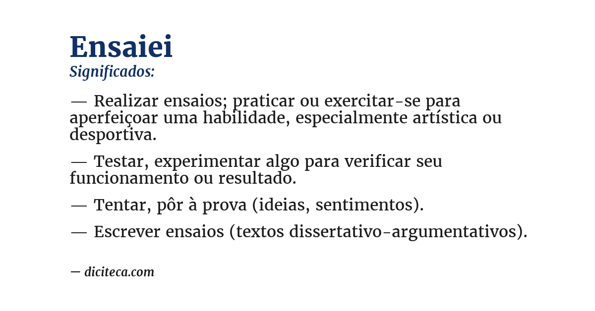 Significado de ensaiei