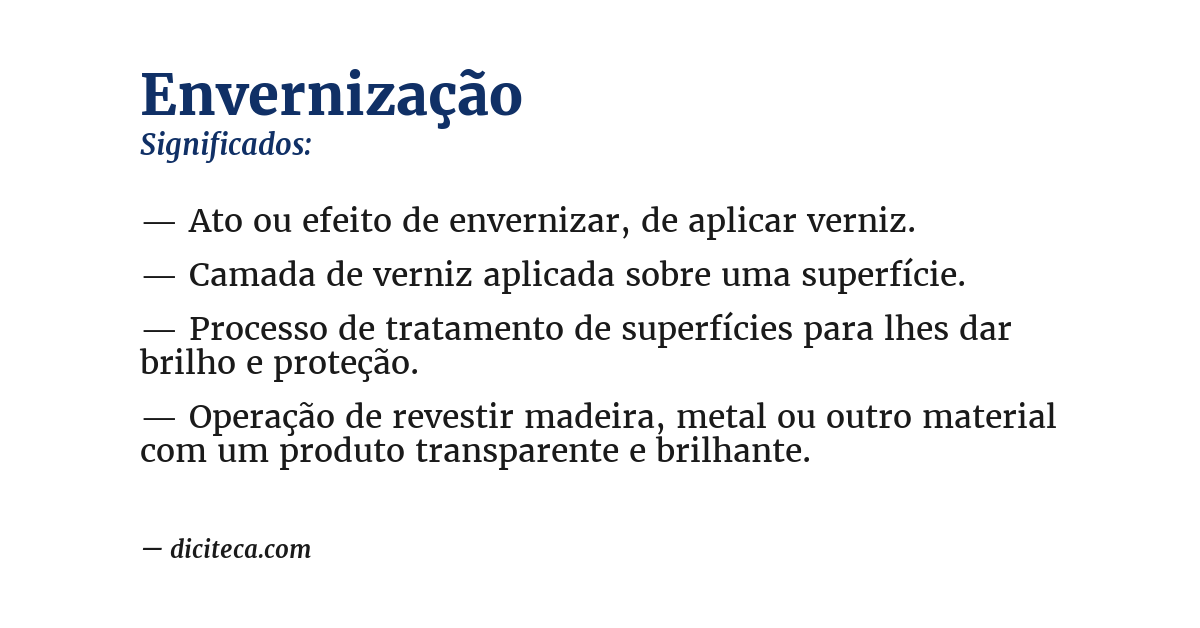 Significado de envernização