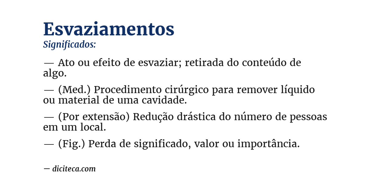 Significado de esvaziamentos