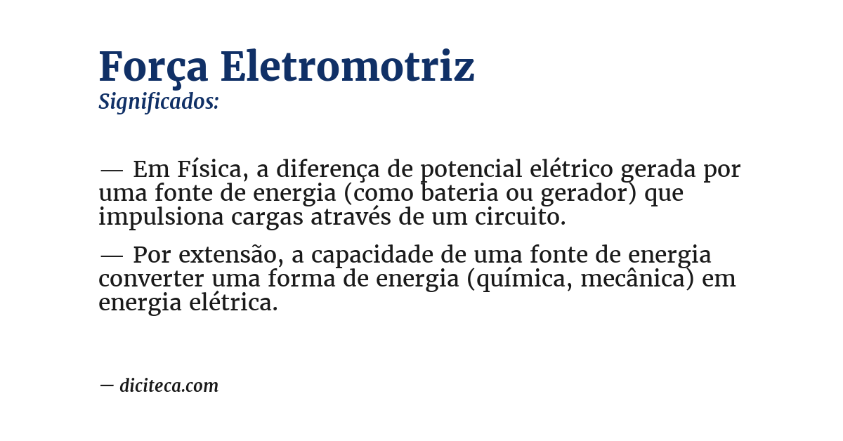 Significado de força eletromotriz
