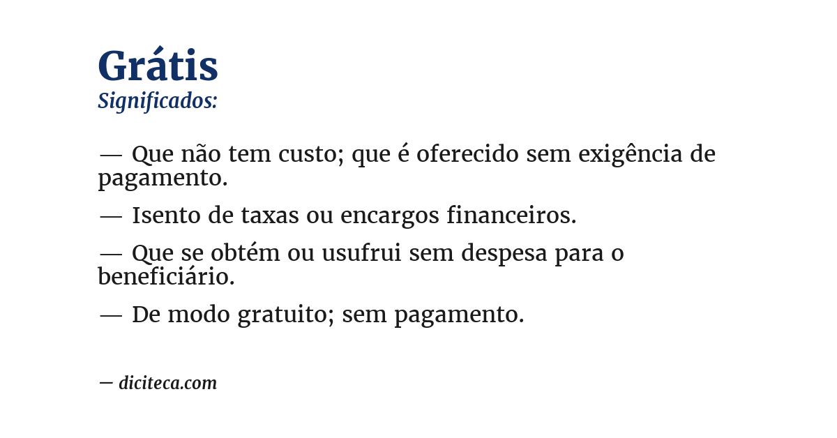 Significado de grátis