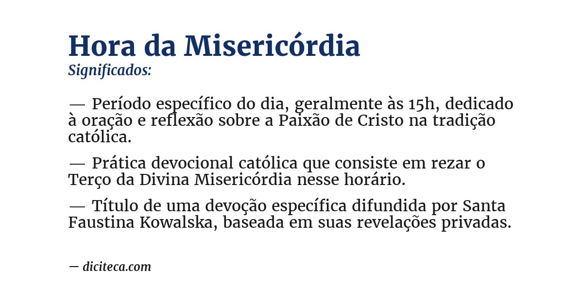 Significado de hora da misericórdia