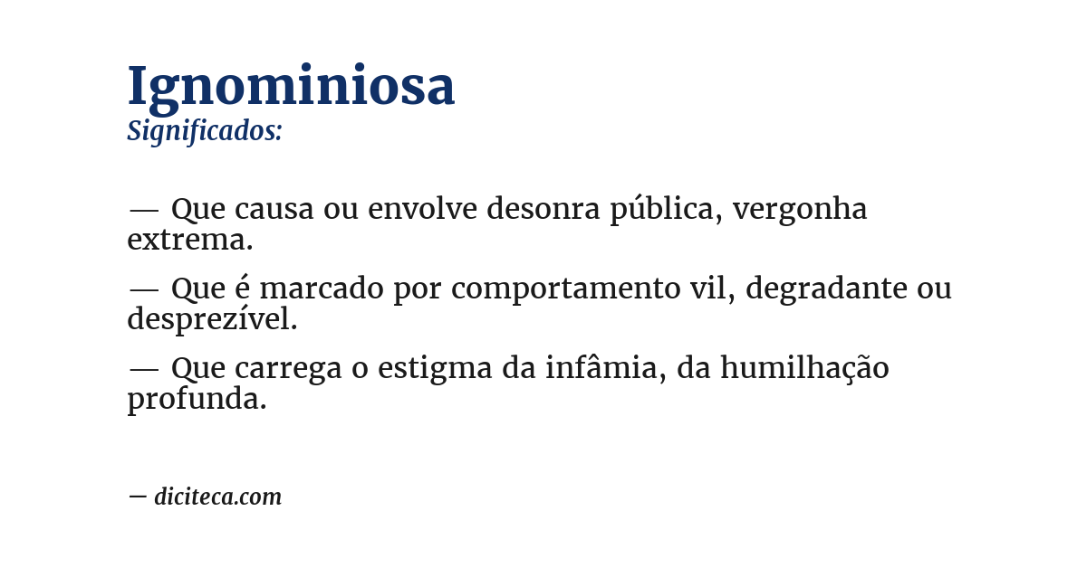 Significado de ignominiosa