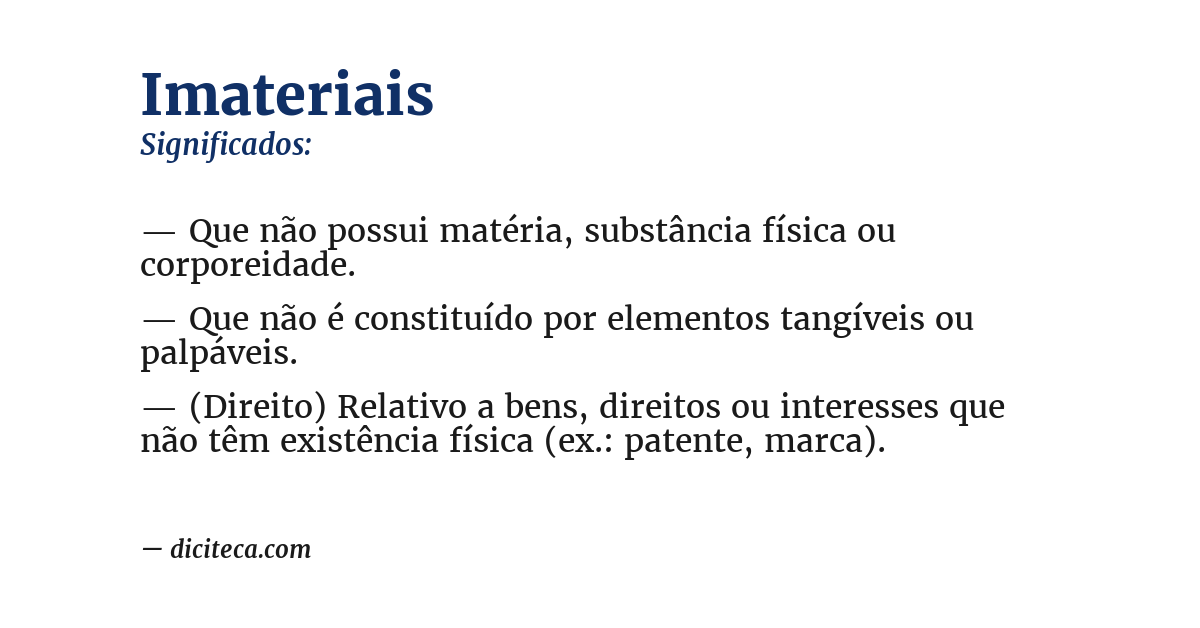 Significado de imateriais