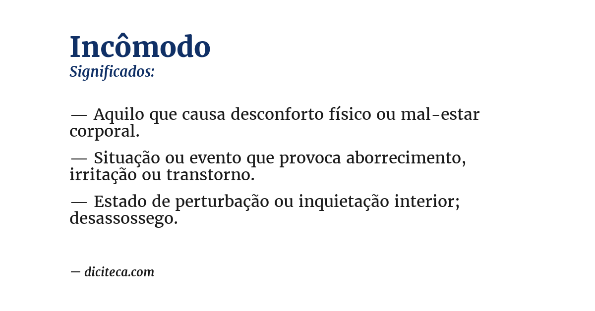 Significado de incômodo