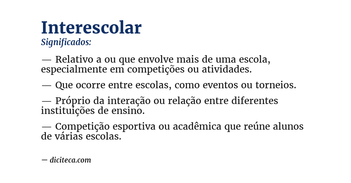 Significado de interescolar