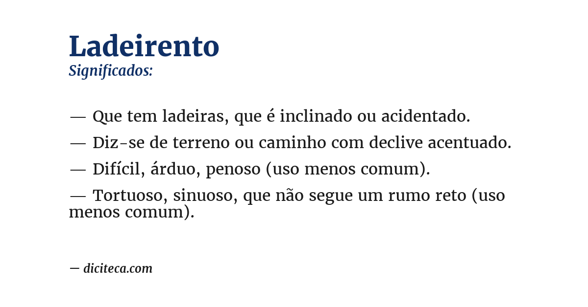 Significado de ladeirento