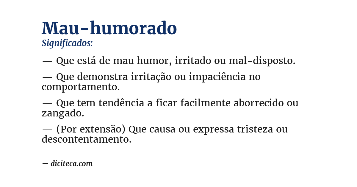 Significado de mau-humorado