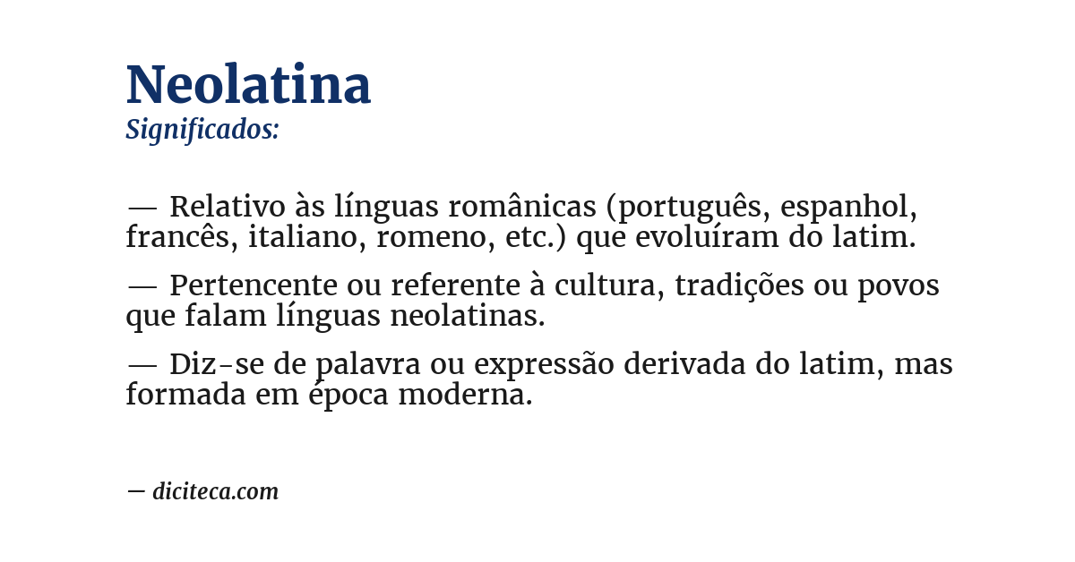 Significado de neolatina