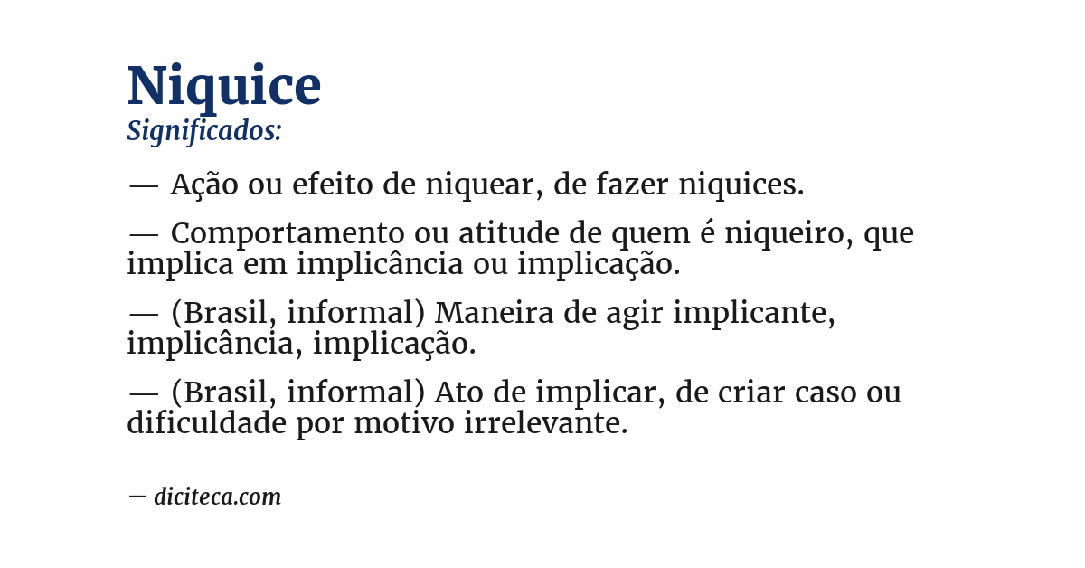 Significado de niquice