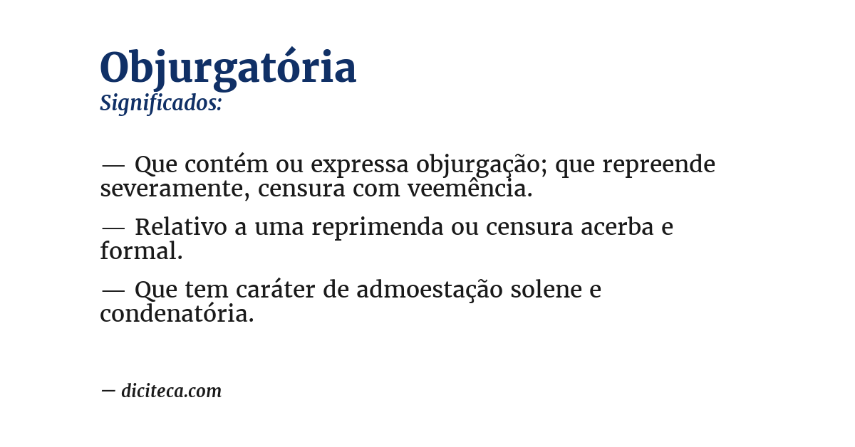 Significado de objurgatória