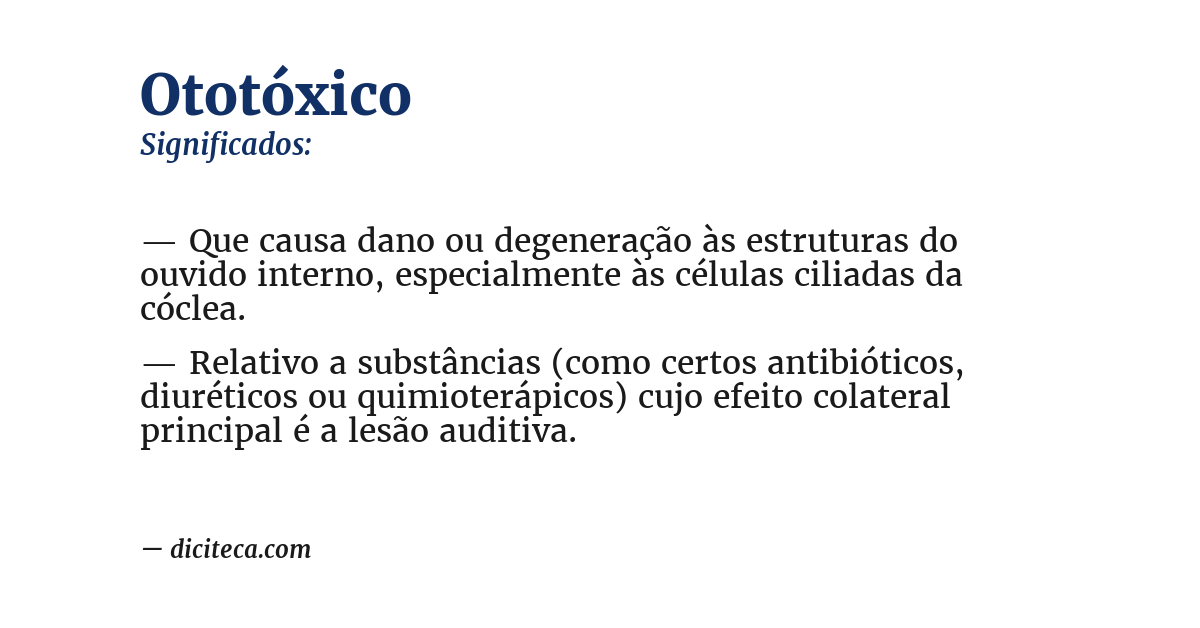 Significado de ototóxico