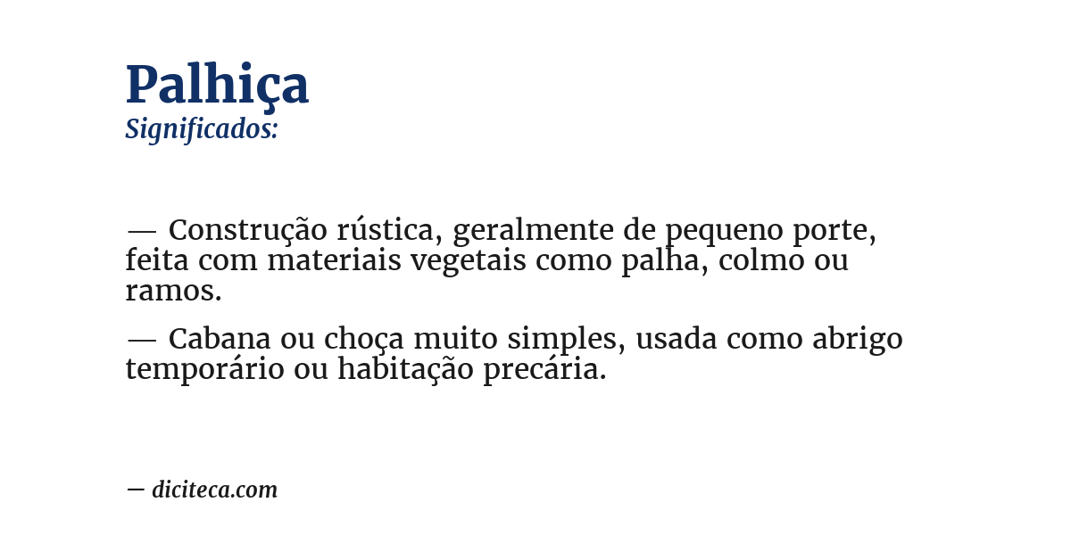 Significado de palhiça