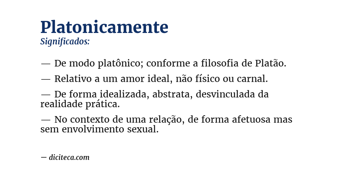 Significado de platonicamente