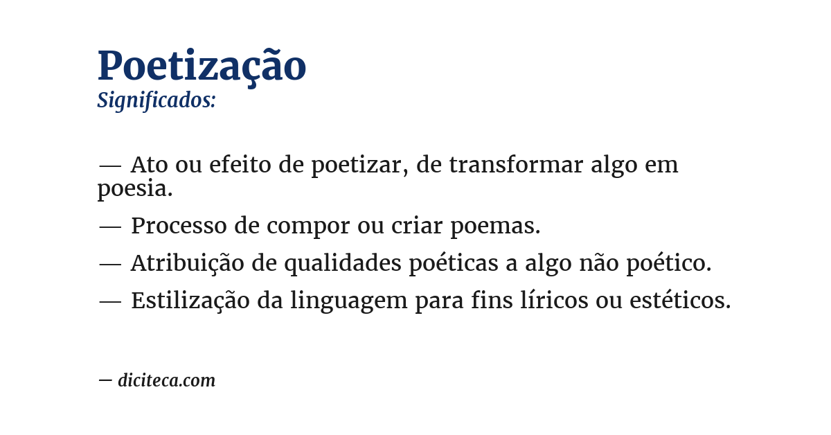Significado de poetização