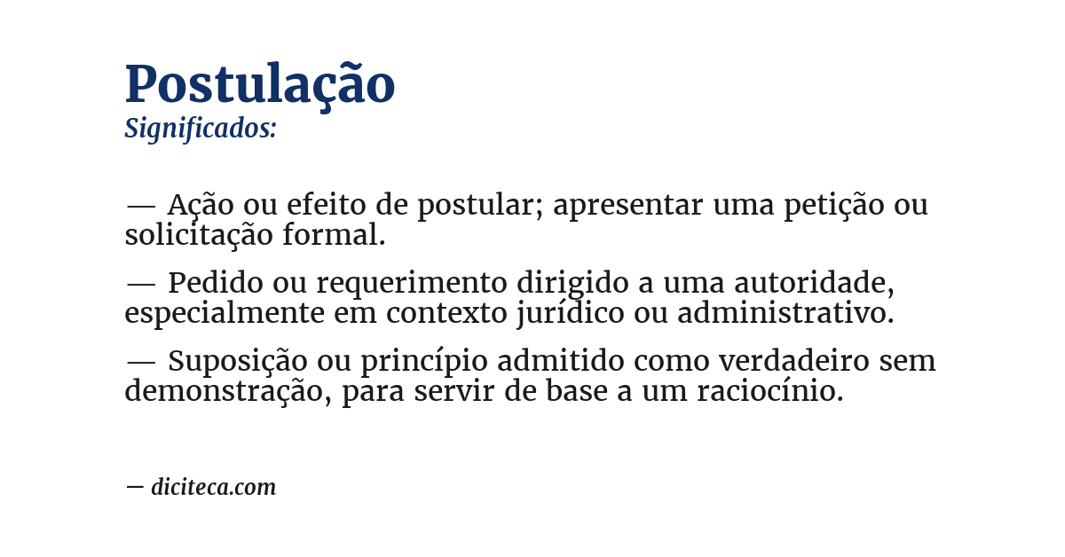 Significado de postulação