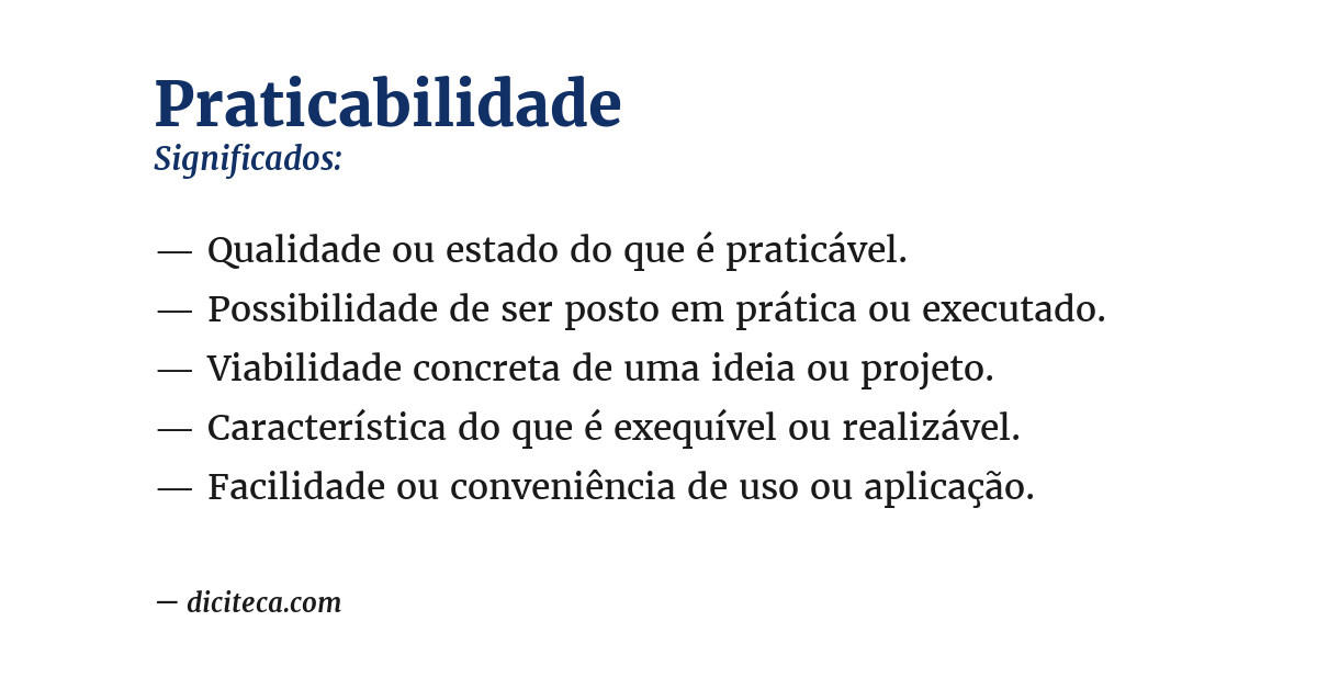Significado de praticabilidade
