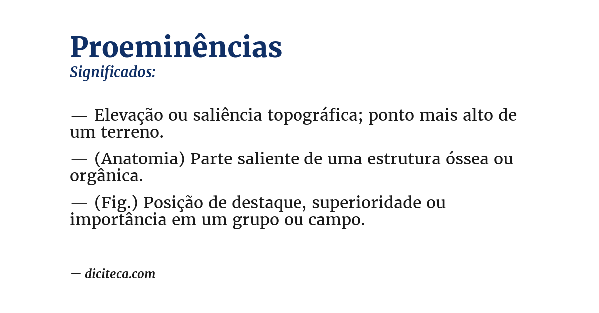 Significado de proeminências