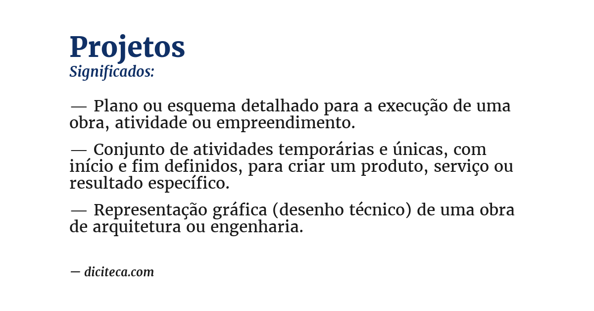 Significado de projetos