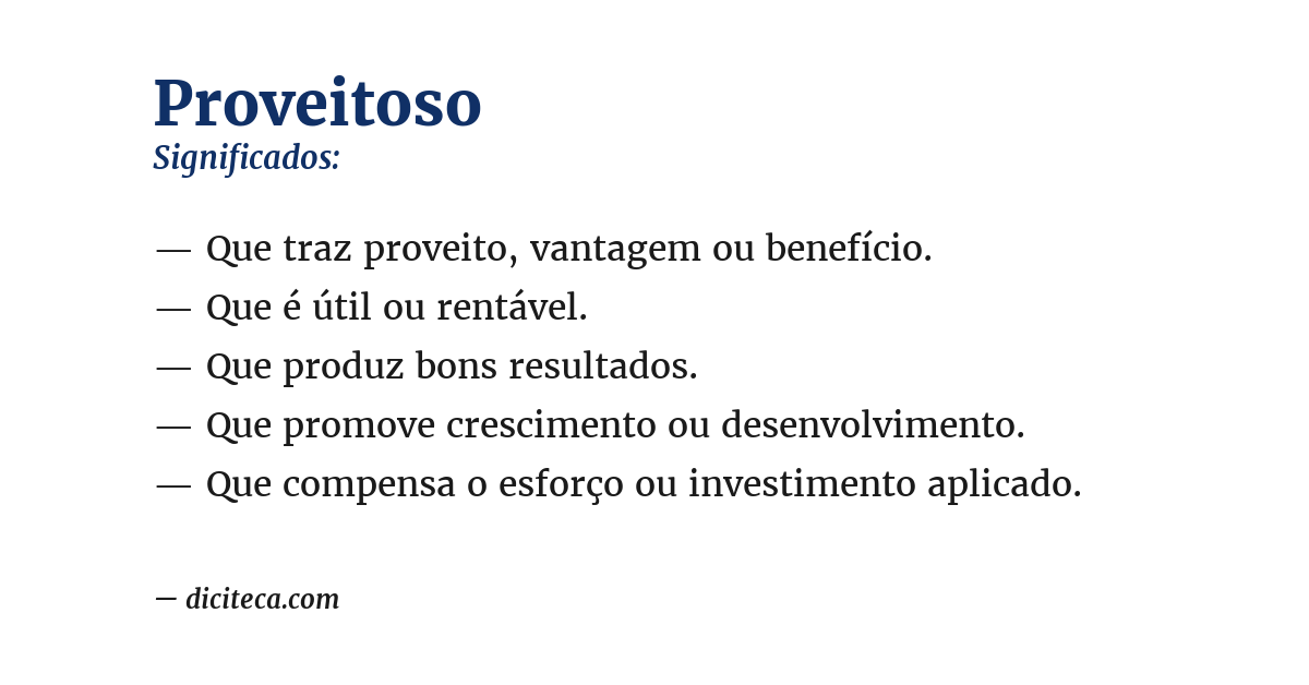 Significado de proveitoso
