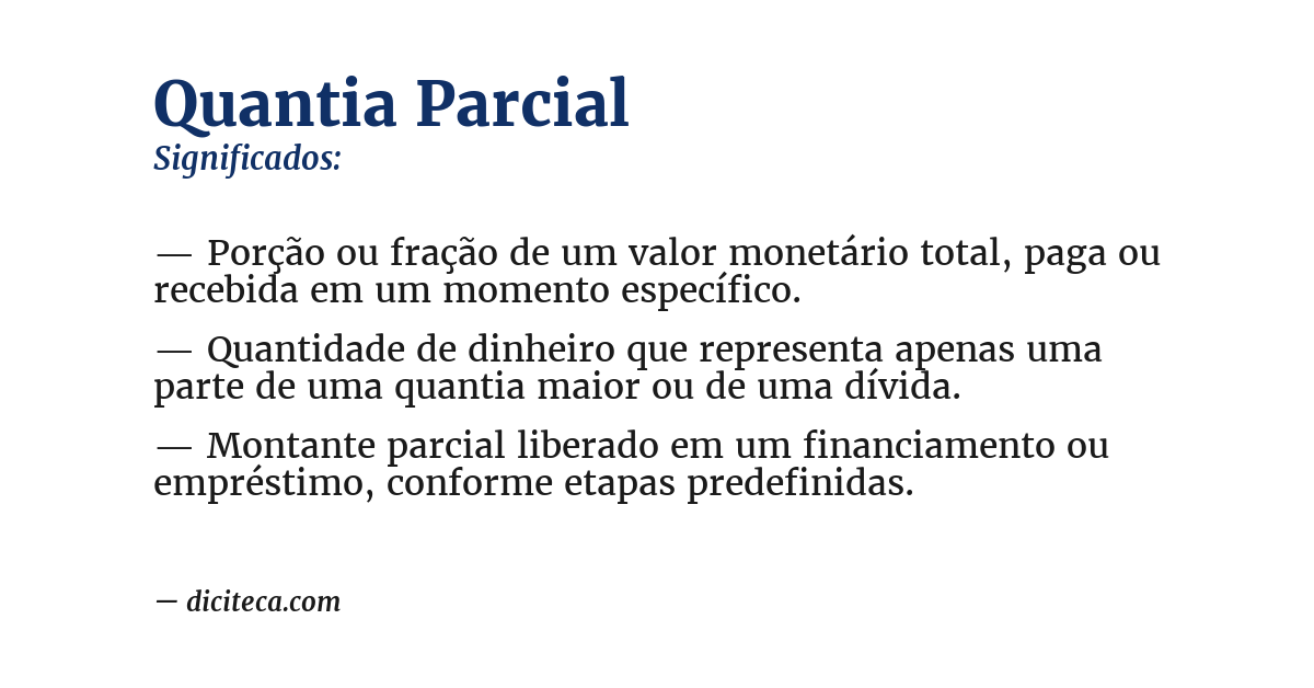 Significado de quantia parcial