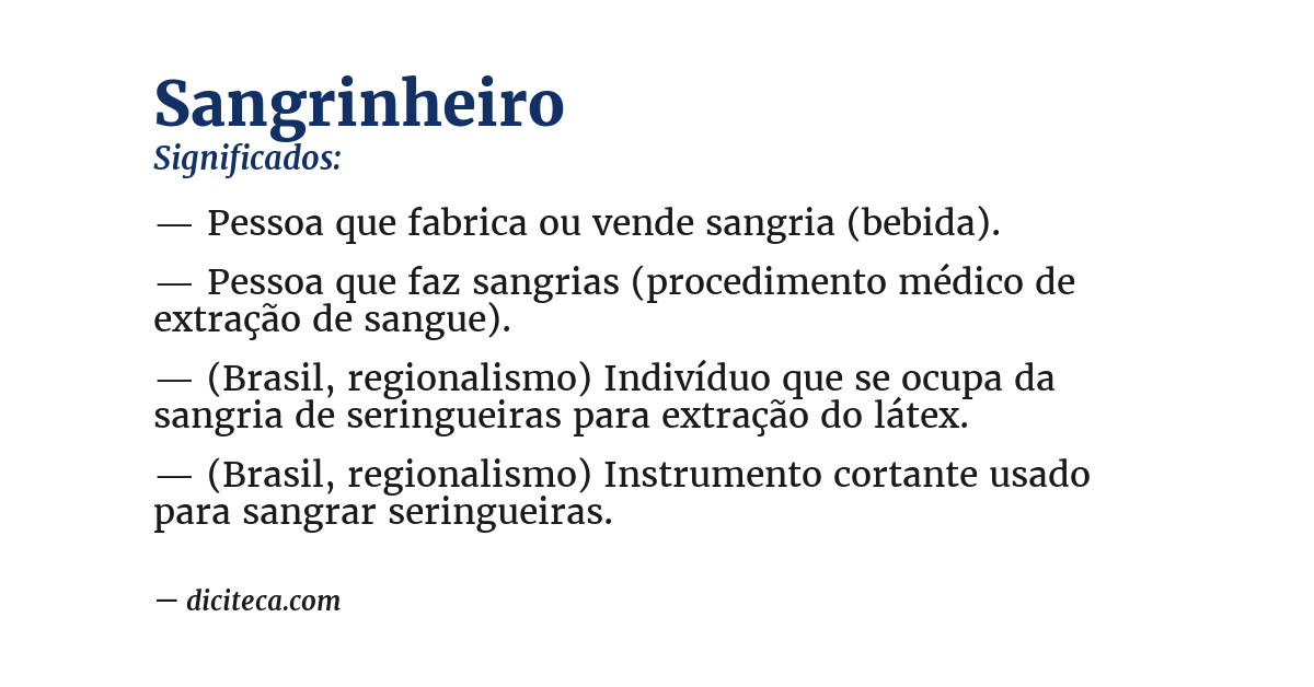 Significado de sangrinheiro