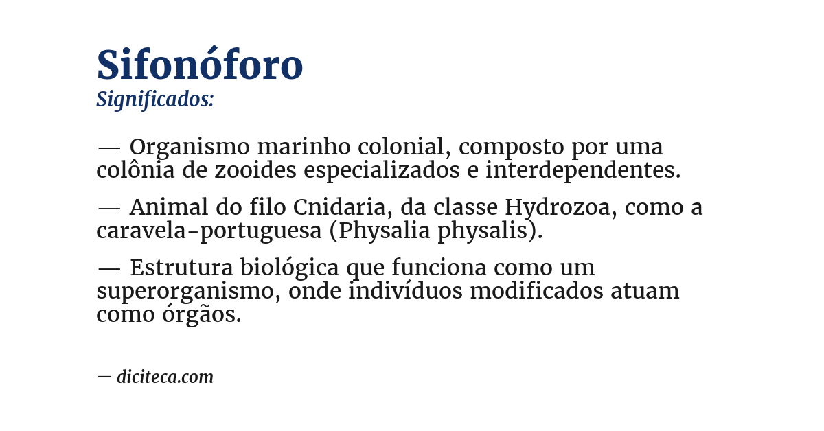 Significado de sifonóforo