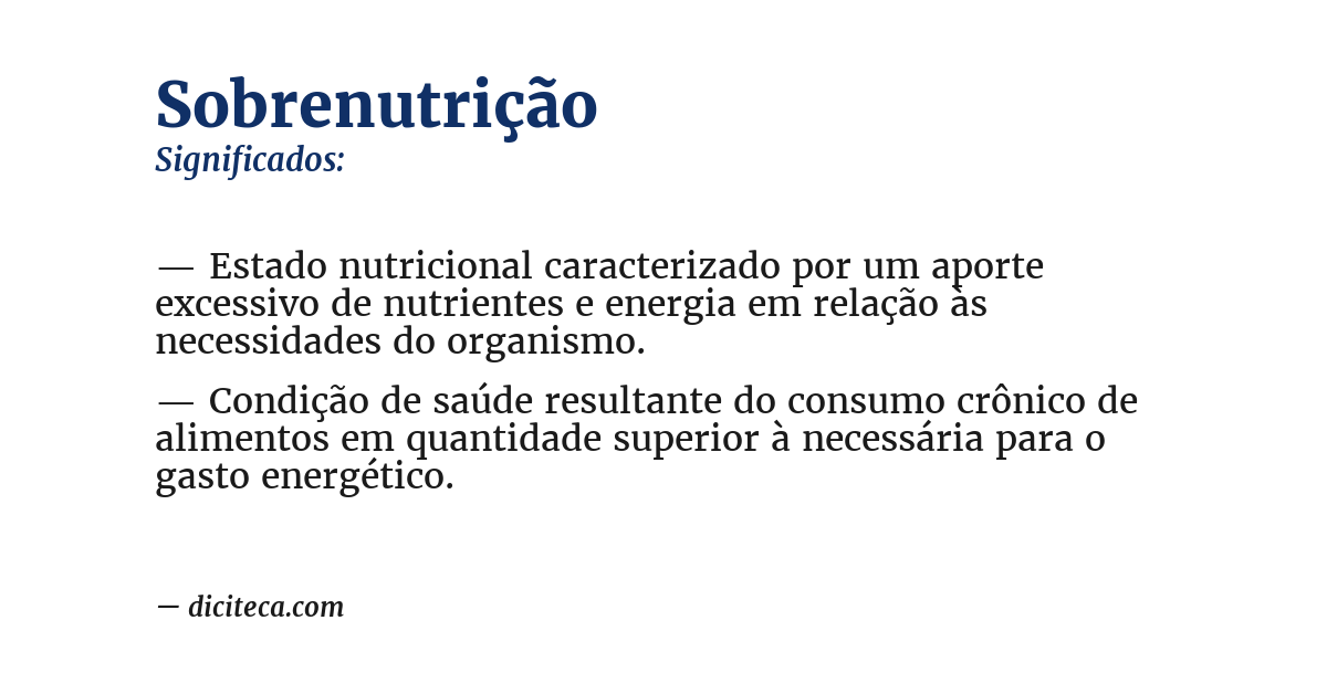 Significado de sobrenutrição