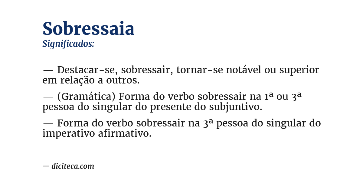 Significado de sobressaia