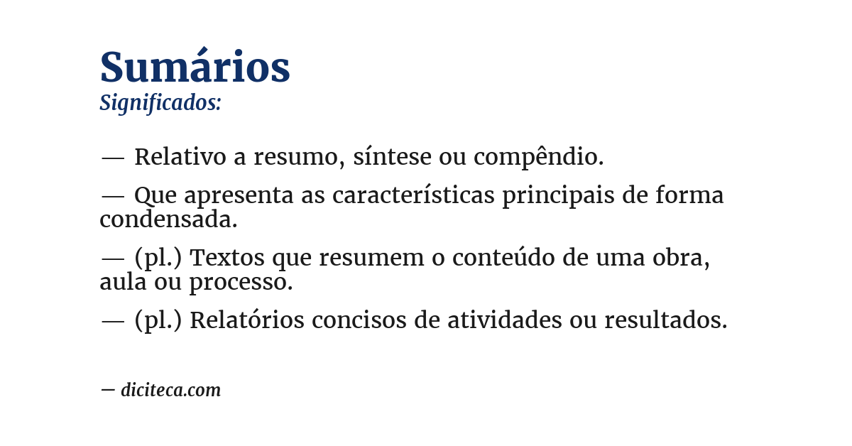 Significado de sumários