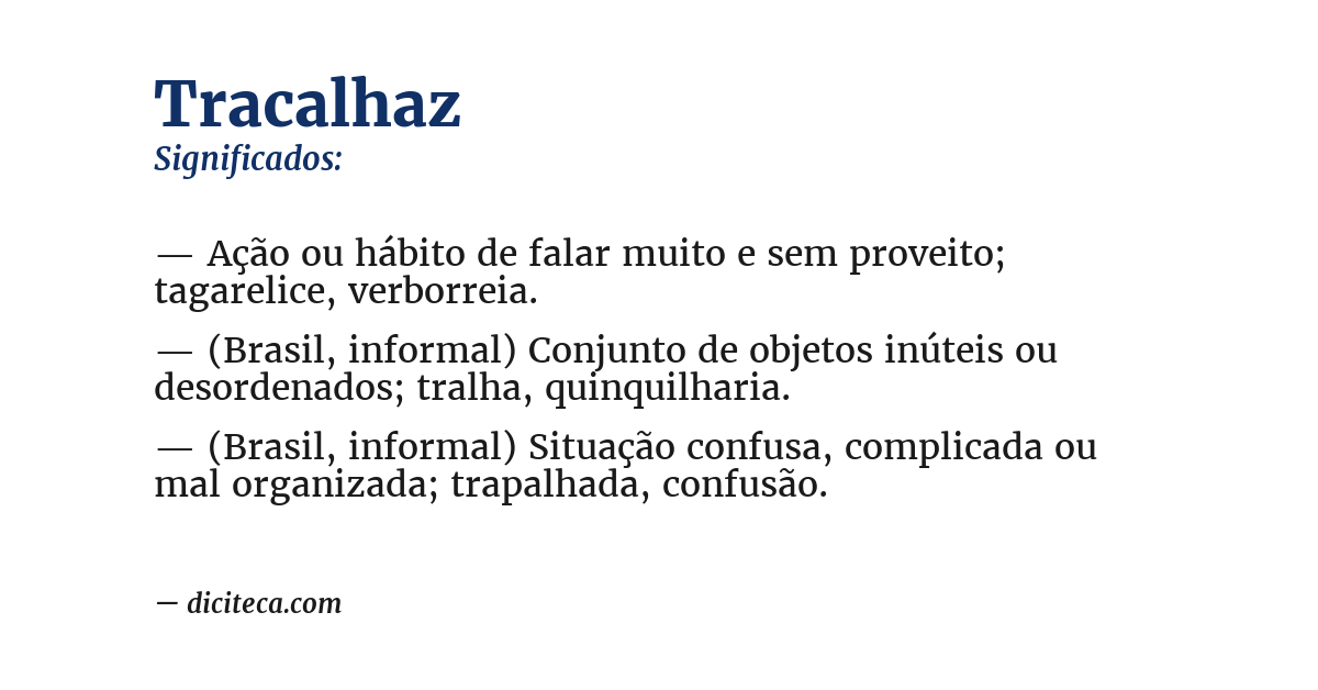 Significado de tracalhaz