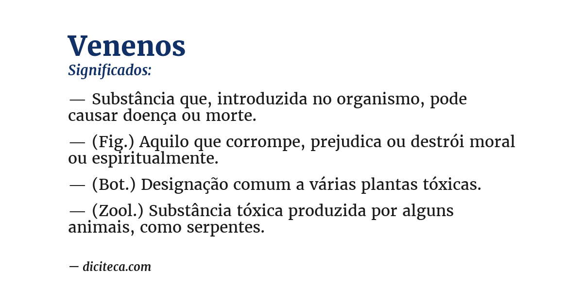 Significado de venenos