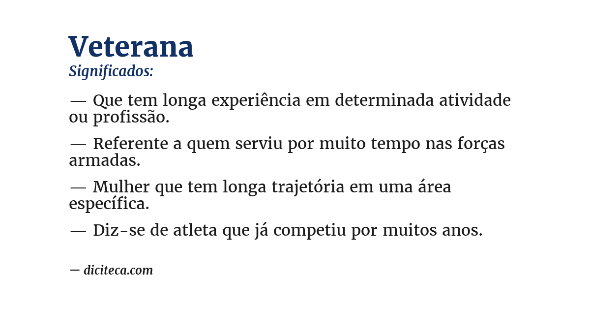 Significado de veterana