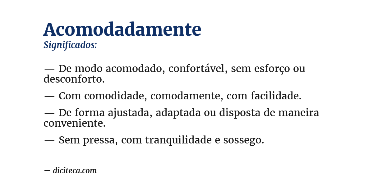 Significado de acomodadamente