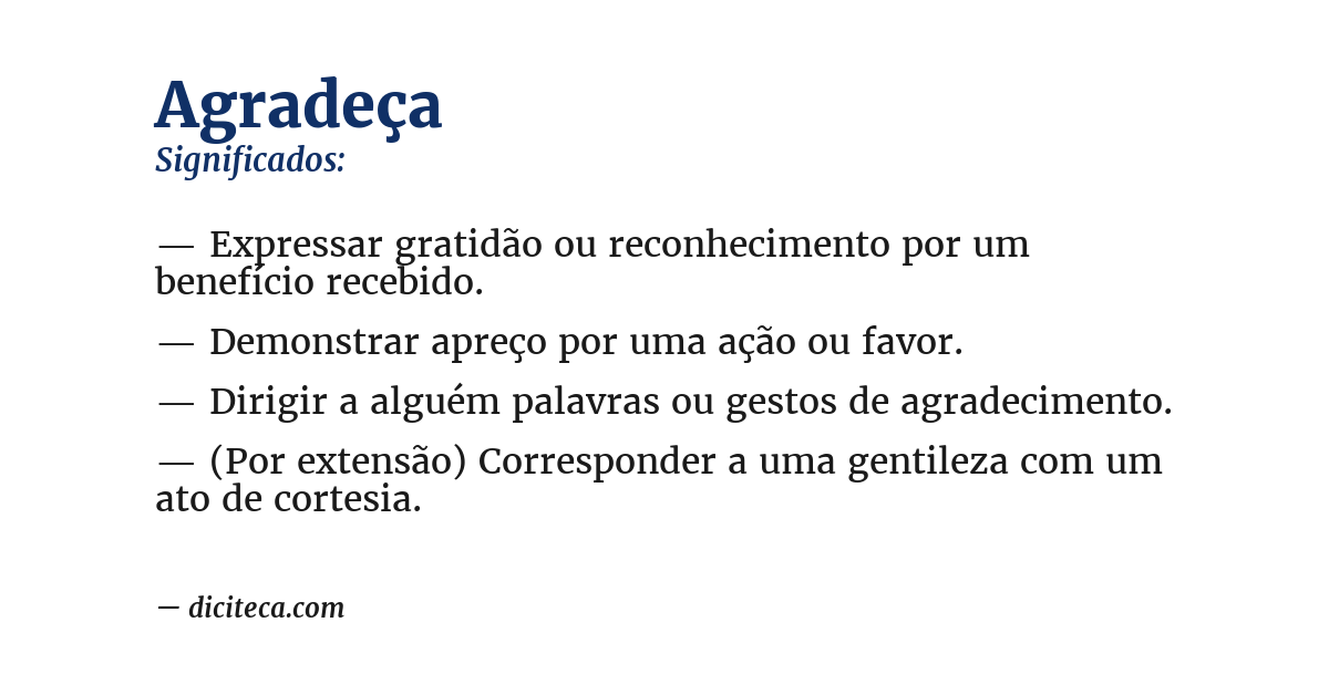 Significado de agradeça