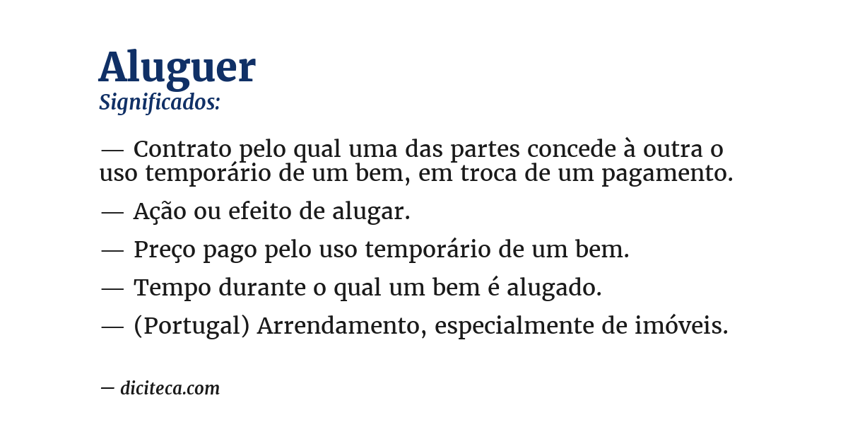 Significado de aluguer