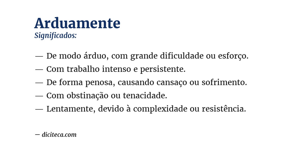 Significado de arduamente