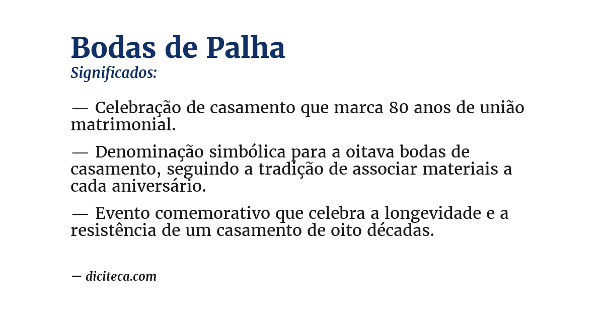 Significado de bodas de palha