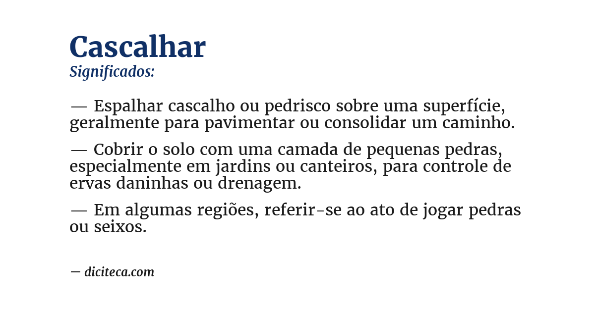 Significado de cascalhar
