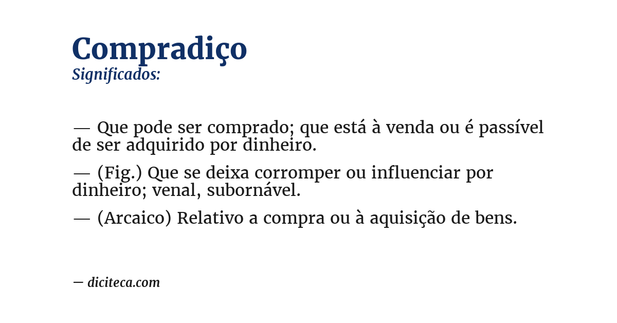 Significado de compradiço
