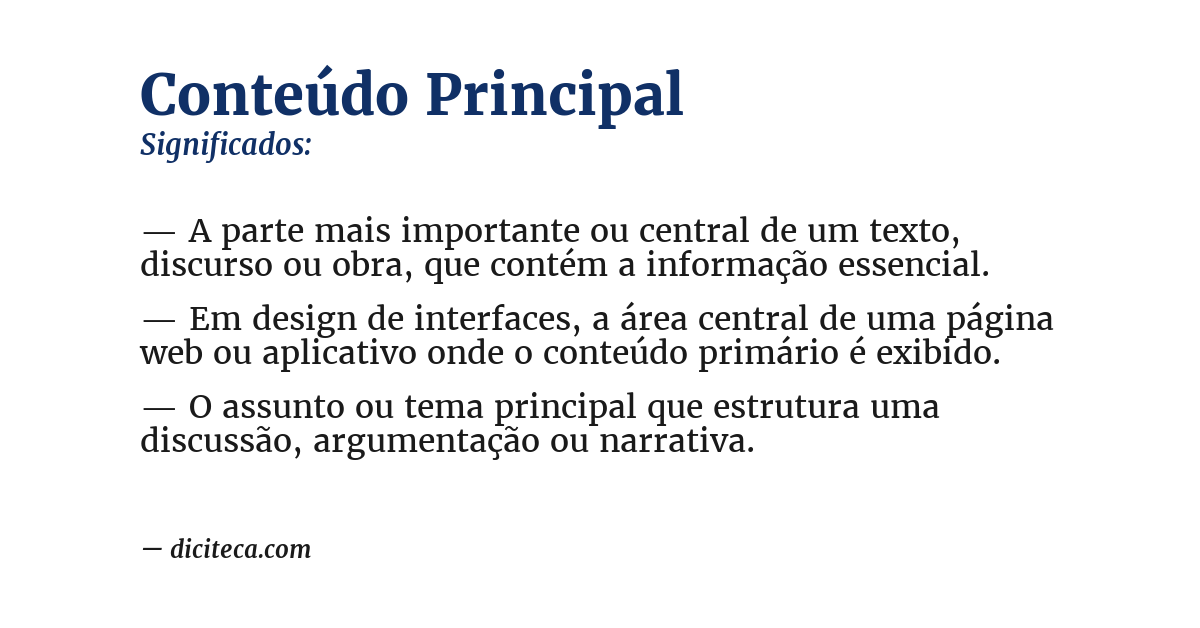 Significado de conteúdo principal