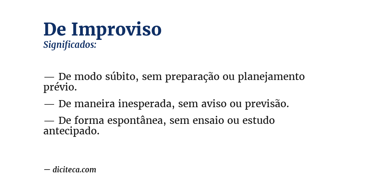 Significado de de improviso