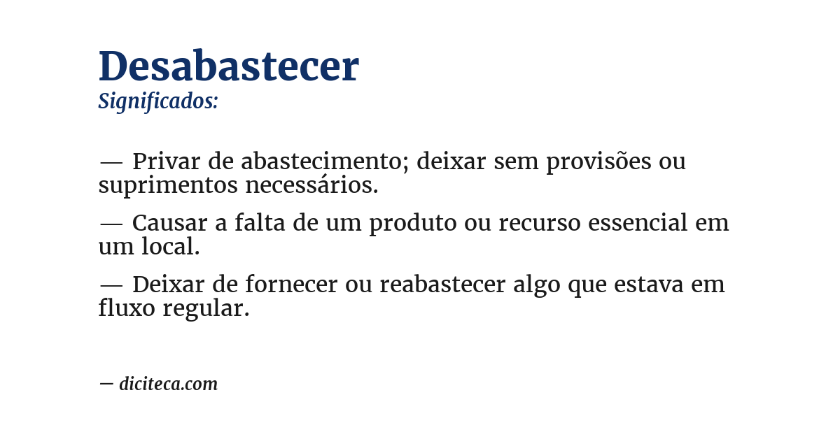 Significado de desabastecer
