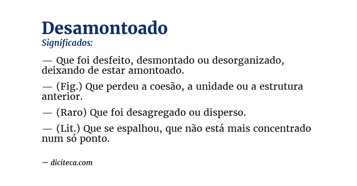Significado de desamontoado
